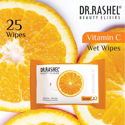 Vitamin C Pack of 2 Face Wipes, Enriched with goodness of Vitamin C and Aloe Vera Extract | For Multi purpose use | Gives Refreshing and Glowing Skin.(25 pc x 2)