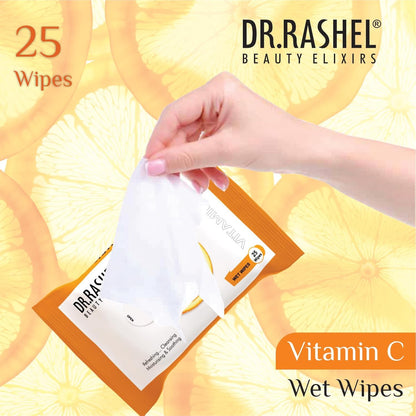 Vitamin C Pack of 2 Face Wipes, Enriched with goodness of Vitamin C and Aloe Vera Extract | For Multi purpose use | Gives Refreshing and Glowing Skin.(25 pc x 2)