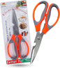 Home - Kitchen Scissors Multipurpose, Meat & Vegetable Cutting Scissor, Stainless Steel Scissors for Kitchen Use with Nut Cracker & Bottle Opener, Gray & Red