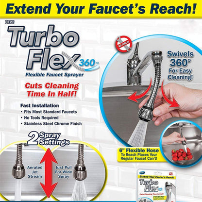 turbo flex FILPO Sprayer Attachment Adjustable Faucet 360 Rotate Flexible Kitchen Water Shrunk Tap Nozzle (White)