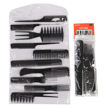 Hair Cutting and Styling Comb Kangi Salon Kit Combs Cumb Come Hair Comp - Combo Set of 10; Black (Black) (combo)