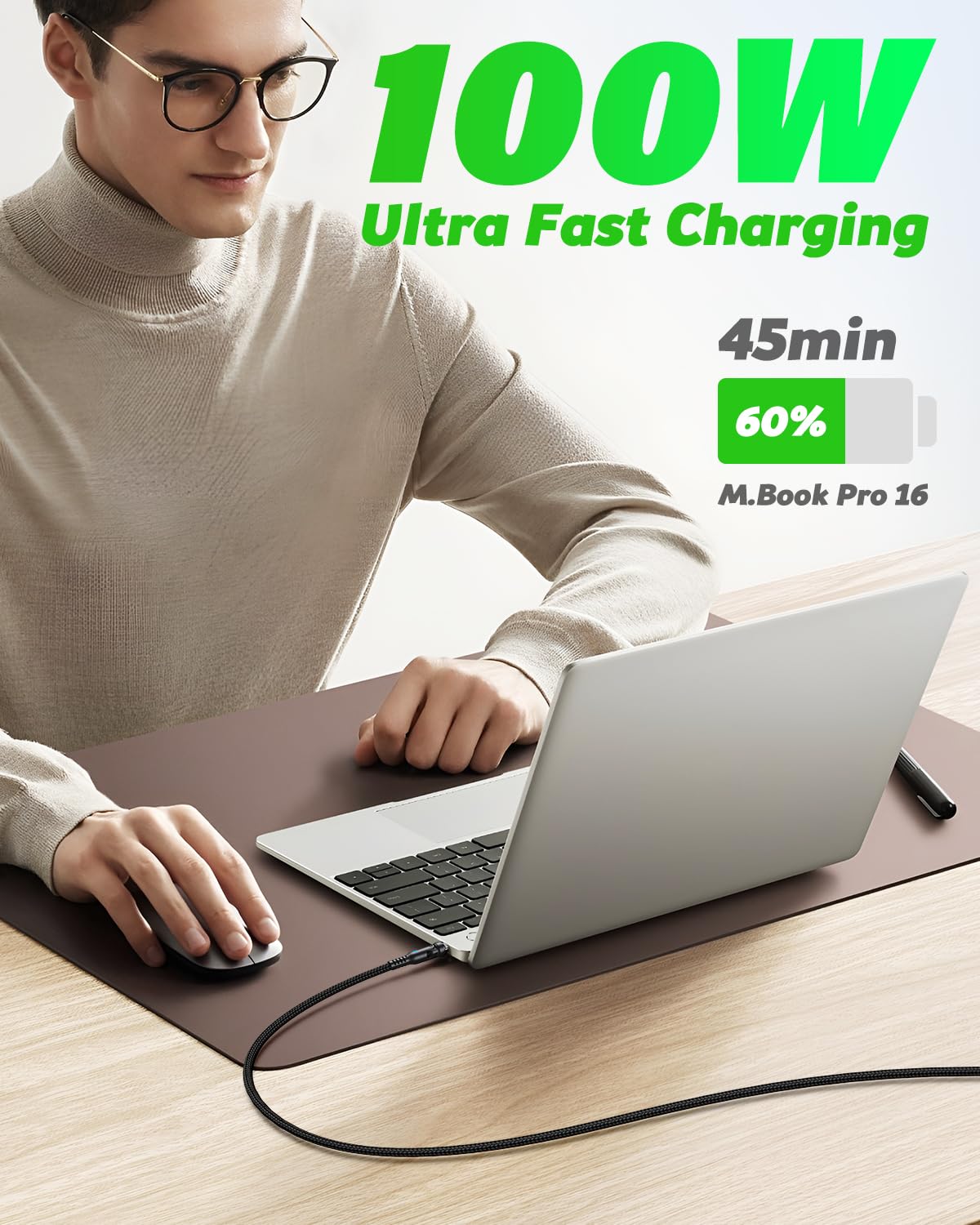 6 in 1 USB C Magnetic Charging Cable (2Pack, 6ft/6ft) PD 100W USB/C to USB C Micro USB Magnetic Charger Cable Fast Charging Data Transfer for Laptop/Tablet/Phone