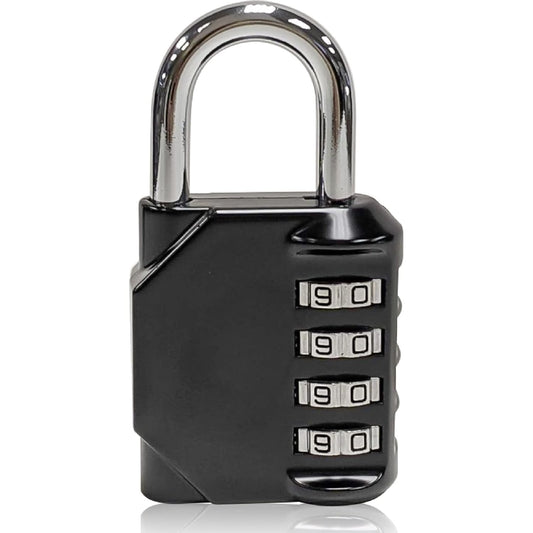 Hardware 4-Digit Combination Lock | Outdoor Waterproof Padlock for School, Gym Locker, Sports Locker, Fence, Toolbox, Gate, and Travel | Customizable 4-Digit Lock Combo | Black