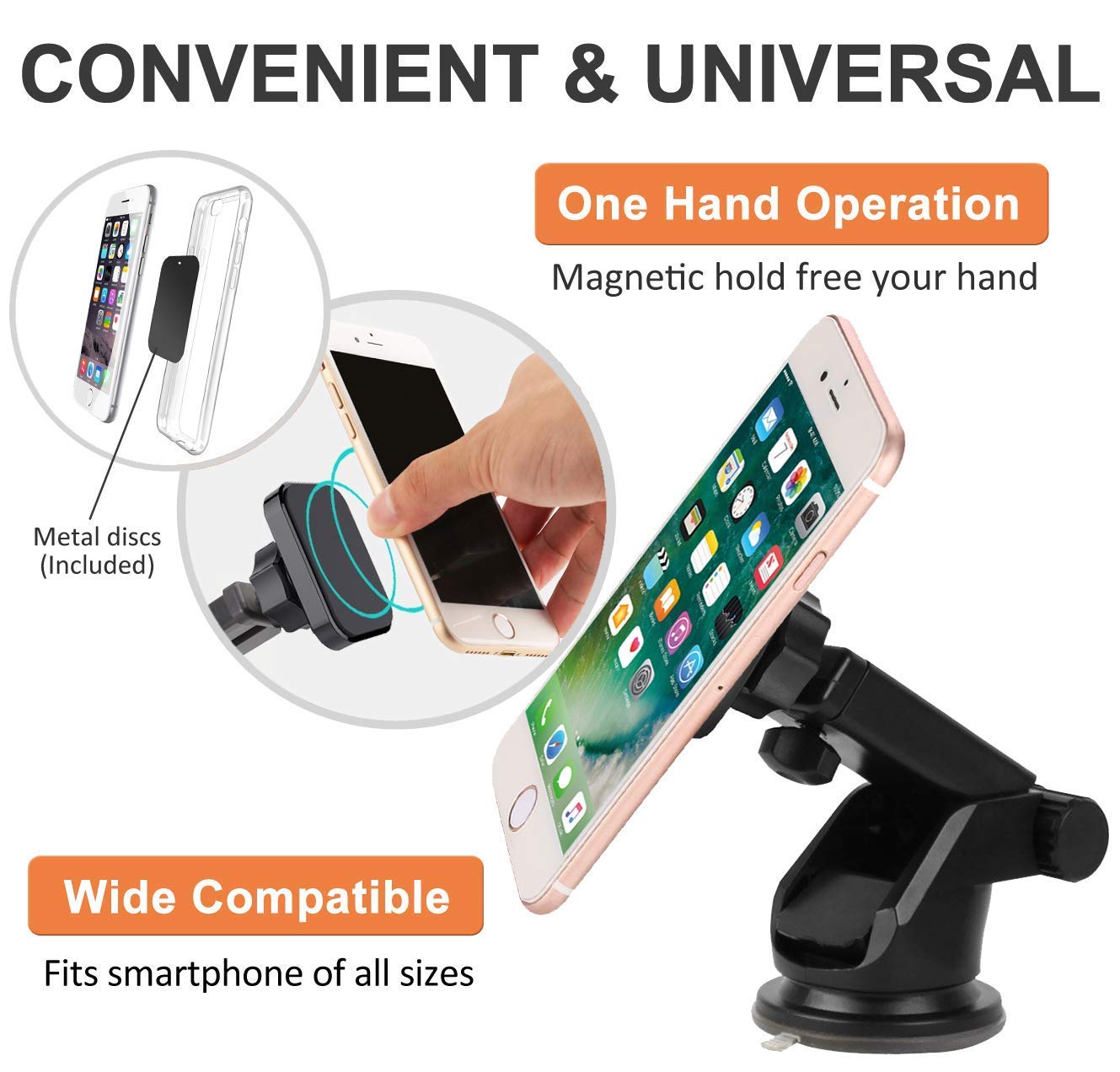 Universal Car Mount Magnetic Mobile Phone Holder for Dashboard & Windshield with 360 Rotating Long Arm & Extra Magnetic Power Designed for India, MagBear Magnetic Car Mount Holder