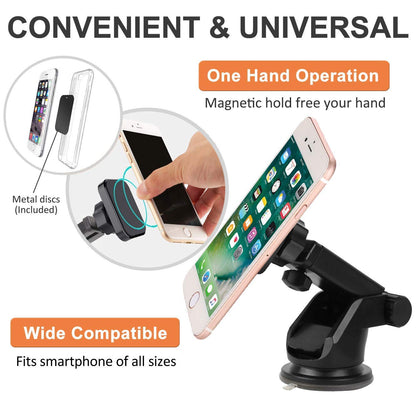 Universal Car Mount Magnetic Mobile Phone Holder for Dashboard & Windshield with 360 Rotating Long Arm & Extra Magnetic Power Designed for India, MagBear Magnetic Car Mount Holder