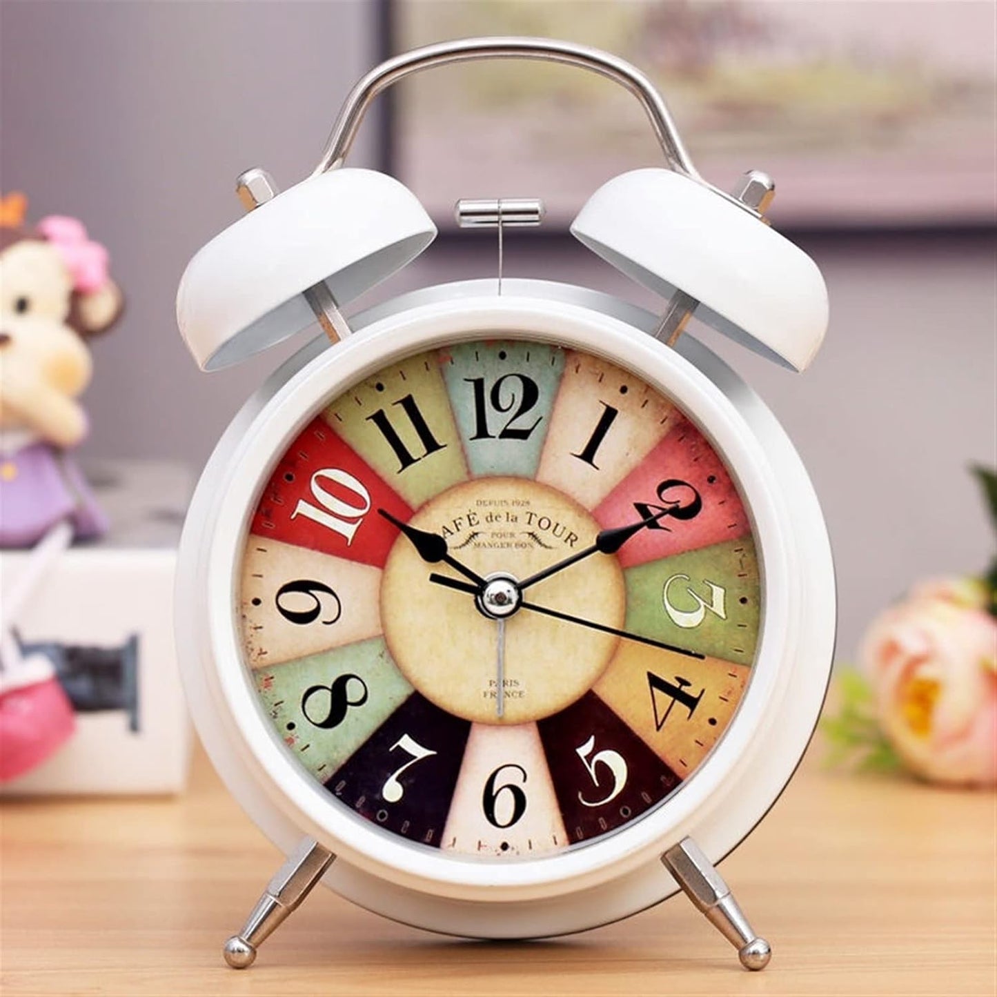 Nissi Alarm Clock,Bedside Alarm Clocks,Creative Alarm Clock Luminous Bedside Living Room Simple Students Children Alarm Clock Multifunctional Retro Metal Clock