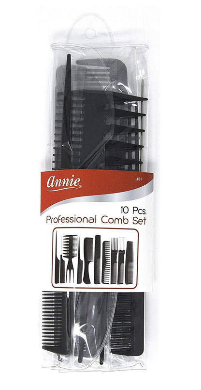 10 Piece Professional Comb Set color - Black