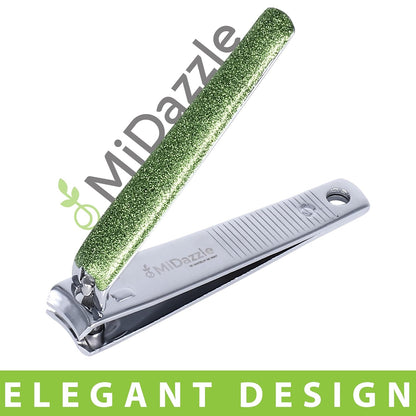 Large Nail Clipper/Cutter (Silver-Green) - Pack of 2