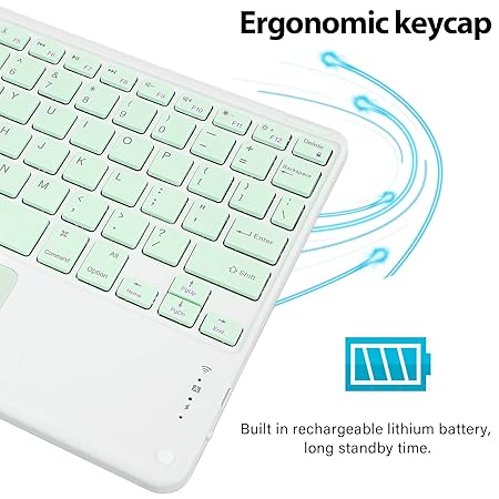 Wireless Keyboard, Silent Lightweight Portable 78 Keys Wireless Keyboard with Touchpad for Laptops (Green)