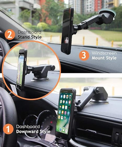 Universal Car Mount Magnetic Mobile Phone Holder for Dashboard & Windshield with 360 Rotating Long Arm & Extra Magnetic Power Designed for India, MagBear Magnetic Car Mount Holder