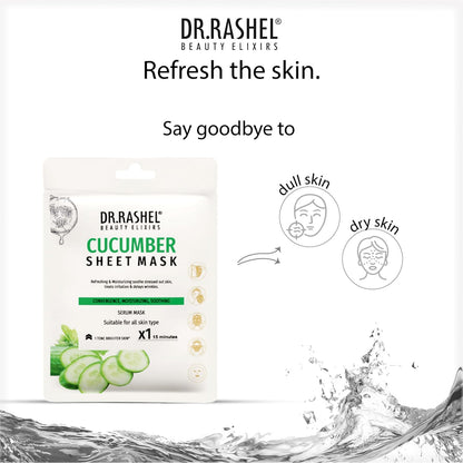 Cucumber Face Sheet Mask With Serum For Women and Men | All Skin Types | Soft and Healthy Skin | Deep Cleansing & Oil Control | Repairing & Nourishment | Soothing And Hydrating | Paraben Free | Pack Of 2 | 20 Grams Each