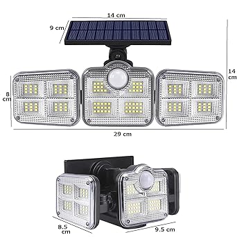 Solar Powered Outdoor Waterproof LED Wall Light with Motion Sensor Remote Control ABS Plastic