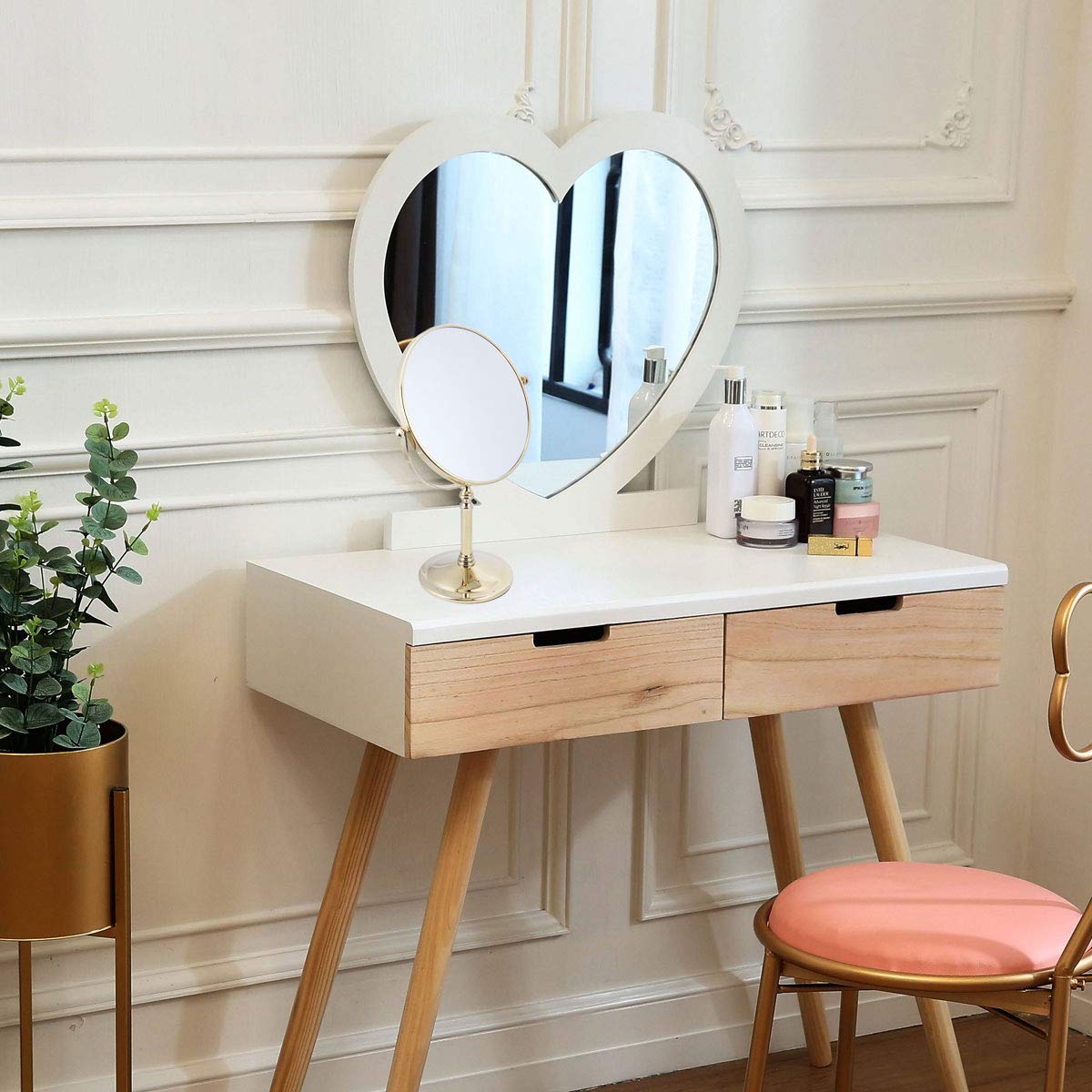 Double Side Cosmetic Mirror Magnification Desktop Makeup Mirror for Home