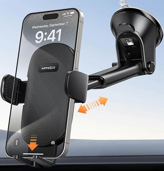 Car Phone Holder Mount Dashboard/Windshield Car Mobile Holder Rotatable 360 Car Mount with Suction Cup Compatible with iPhone 15/14/13 Series and All Android Phone