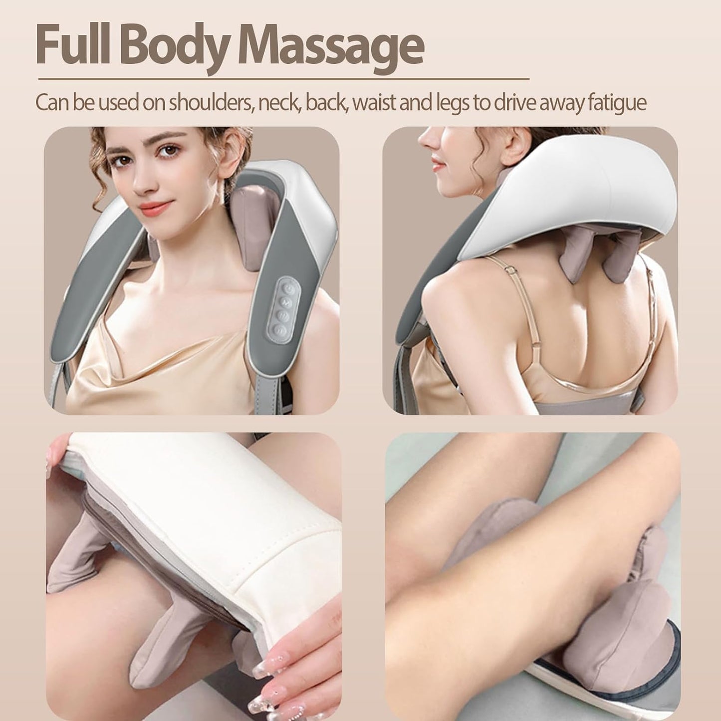 Neck Massager with Heat, Cordless Deep Tissue 4D Expert Kneading Massage, Shiatsu Neck and Shoulder Massage Pillow for Neck, Traps, Back and Leg Pain Relief, Gifts for Men Women Mom and Dad