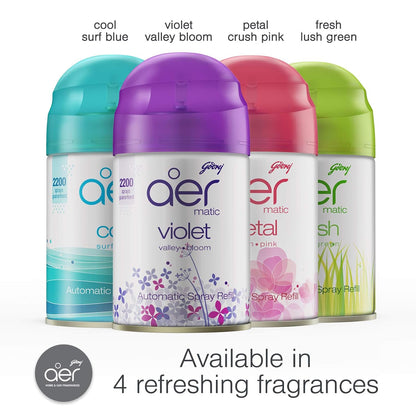 aer Matic Refill - Automatic Room Fresheners | Fresh Lush Green | 2200 Sprays Guaranteed | Lasts up to 60 days (225ml)