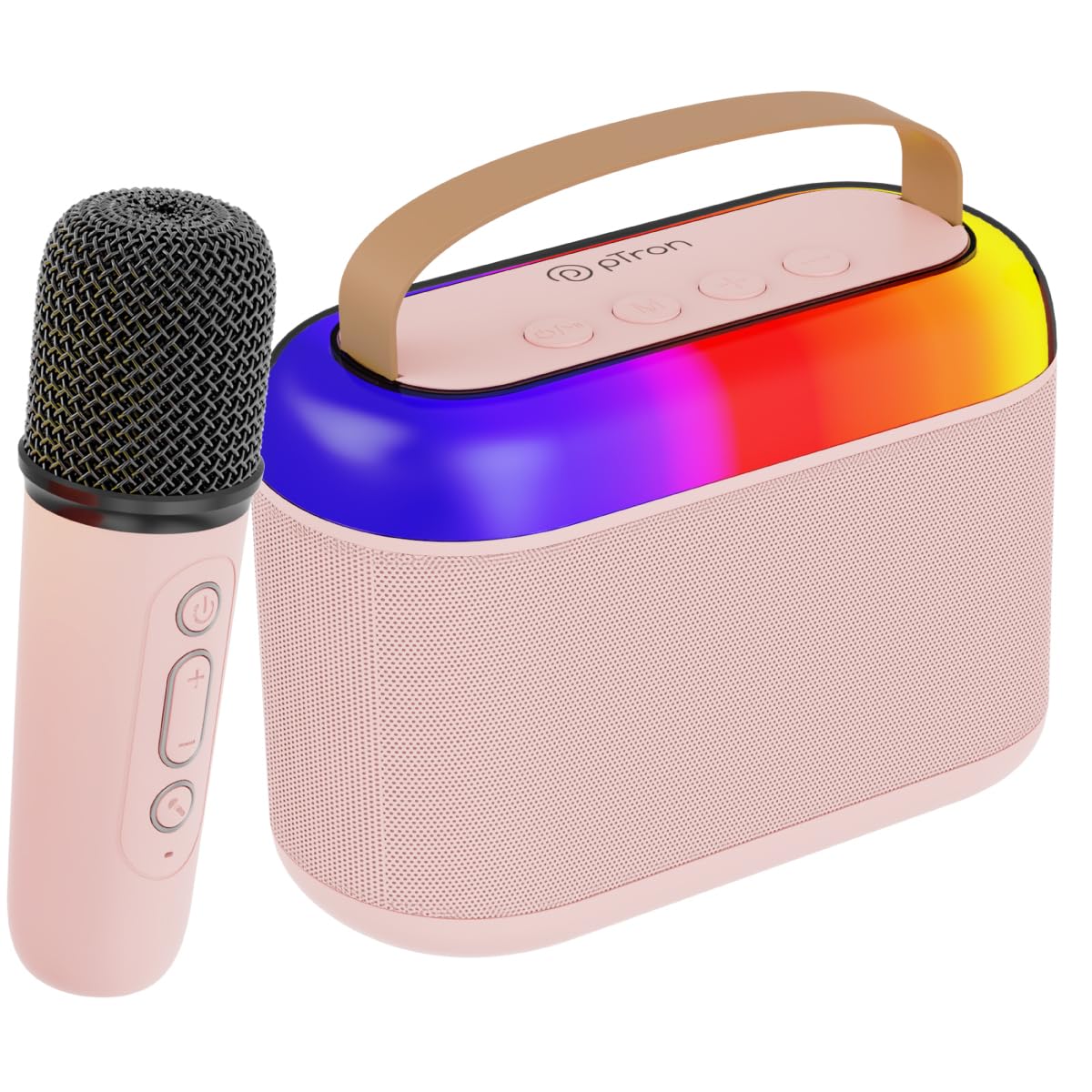 20W Bluetooth Speaker with Wireless Karaoke Mic, 6Hrs Playtime, Vivid RGB Lights, Voice Effects, Multi-Play Modes BT5.3/TF Card/USB & Type-C Charging Port (Light Pink)