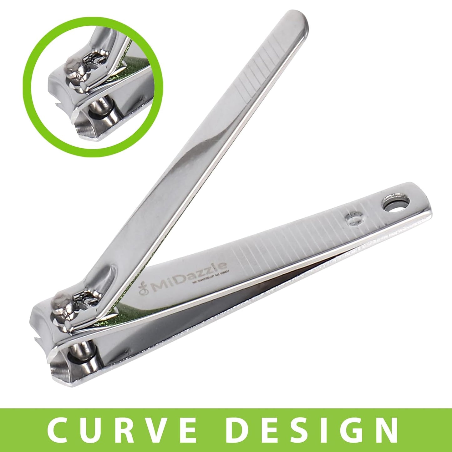 Large Nail Clipper/Cutter (Silver-Green) - Pack of 2