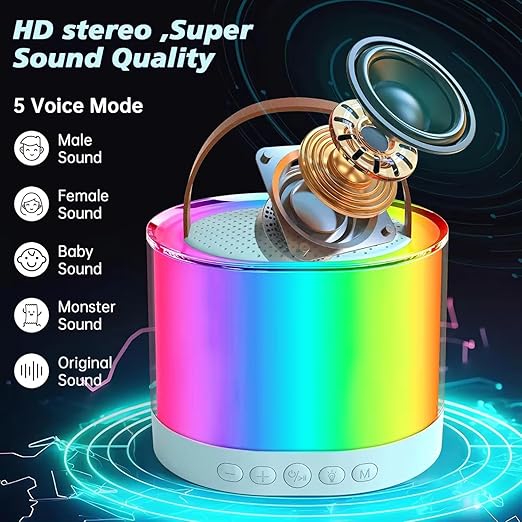 Karaoke Machine for Kids Adults, Mini Portable Blue-Tooth Karaoke Speaker with Wireless Microphone and Dynamic Lights Birthday Gift Home KTV Outdoor Travel