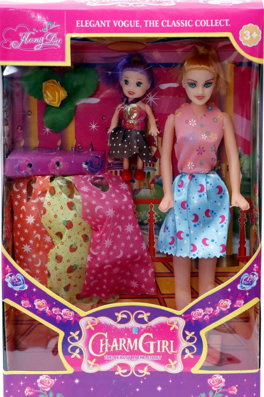 Beautiful Doll Toy for Girls with Moveable Doll (Doll with Baby and Dresses)