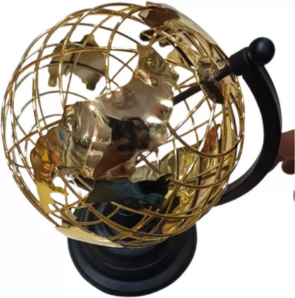 ocean globe,mini world globe,small world map Decorative Showpiece - 9 cm  (Aluminium, Gold)