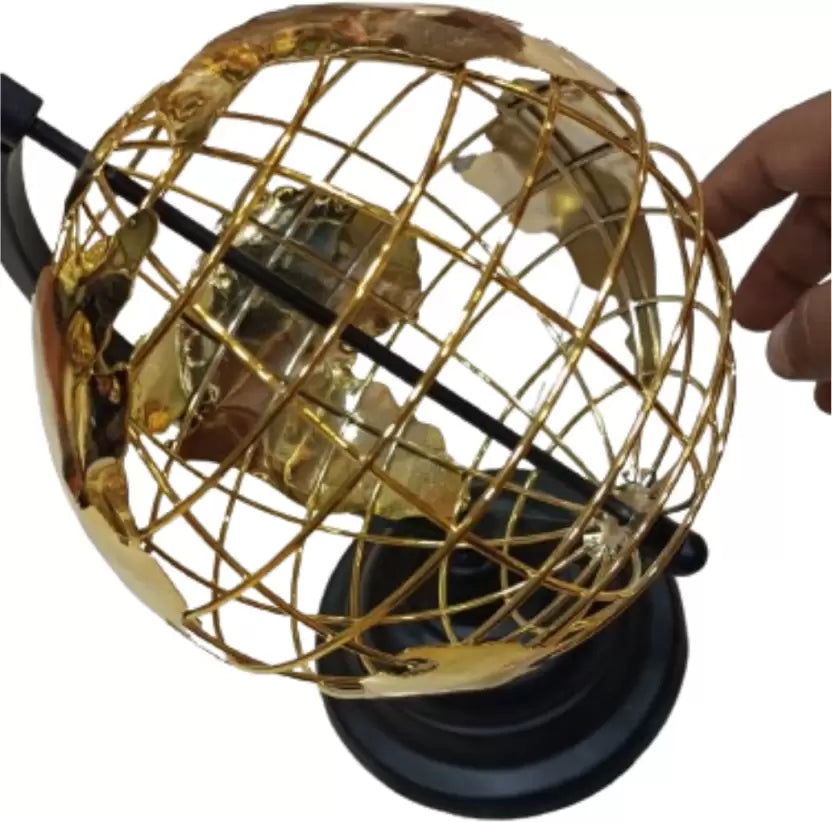 ocean globe,mini world globe,small world map Decorative Showpiece - 9 cm  (Aluminium, Gold)