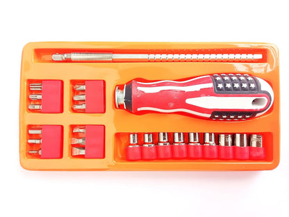 Screw Driver Tool Set Kit/Star Design Adjustable Screwdriver Combination Screwdriver Tool for Opening & Repair Tool Kit for All Kind of Use (23 Pcs Inside), Red