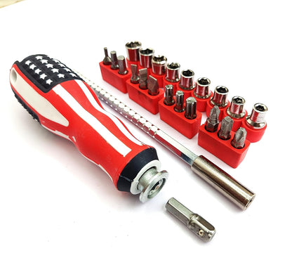 Screw Driver Tool Set Kit/Star Design Adjustable Screwdriver Combination Screwdriver Tool for Opening & Repair Tool Kit for All Kind of Use (23 Pcs Inside), Red