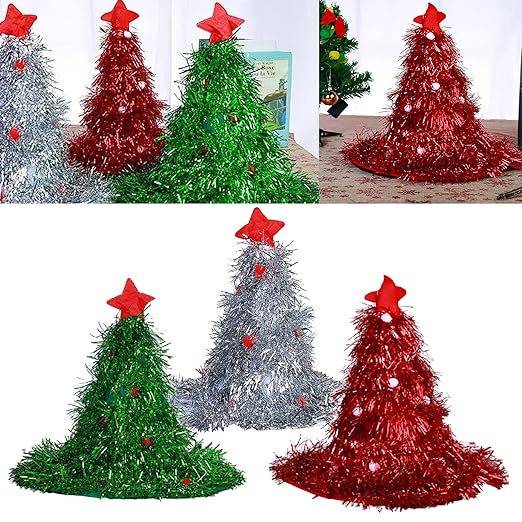 Glitter Christmas Hat XMAS Santa Family Hats For Adults Kids Baby Silver