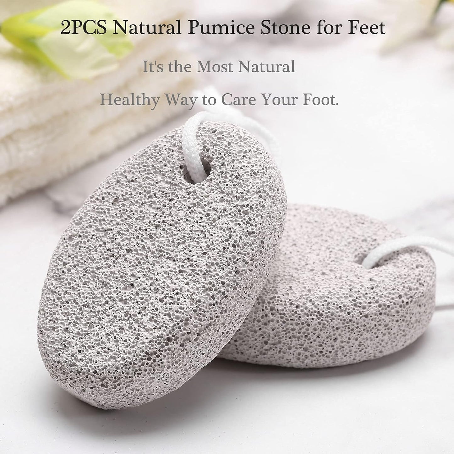 2PCS Natural Pumice Stone for Feet, HOOMBOOM Lava Pedicure Tools Hard Skin Callus Remover for Men/Women Feet and Hands - Natural Foot File Exfoliation to Remove Dead Skin