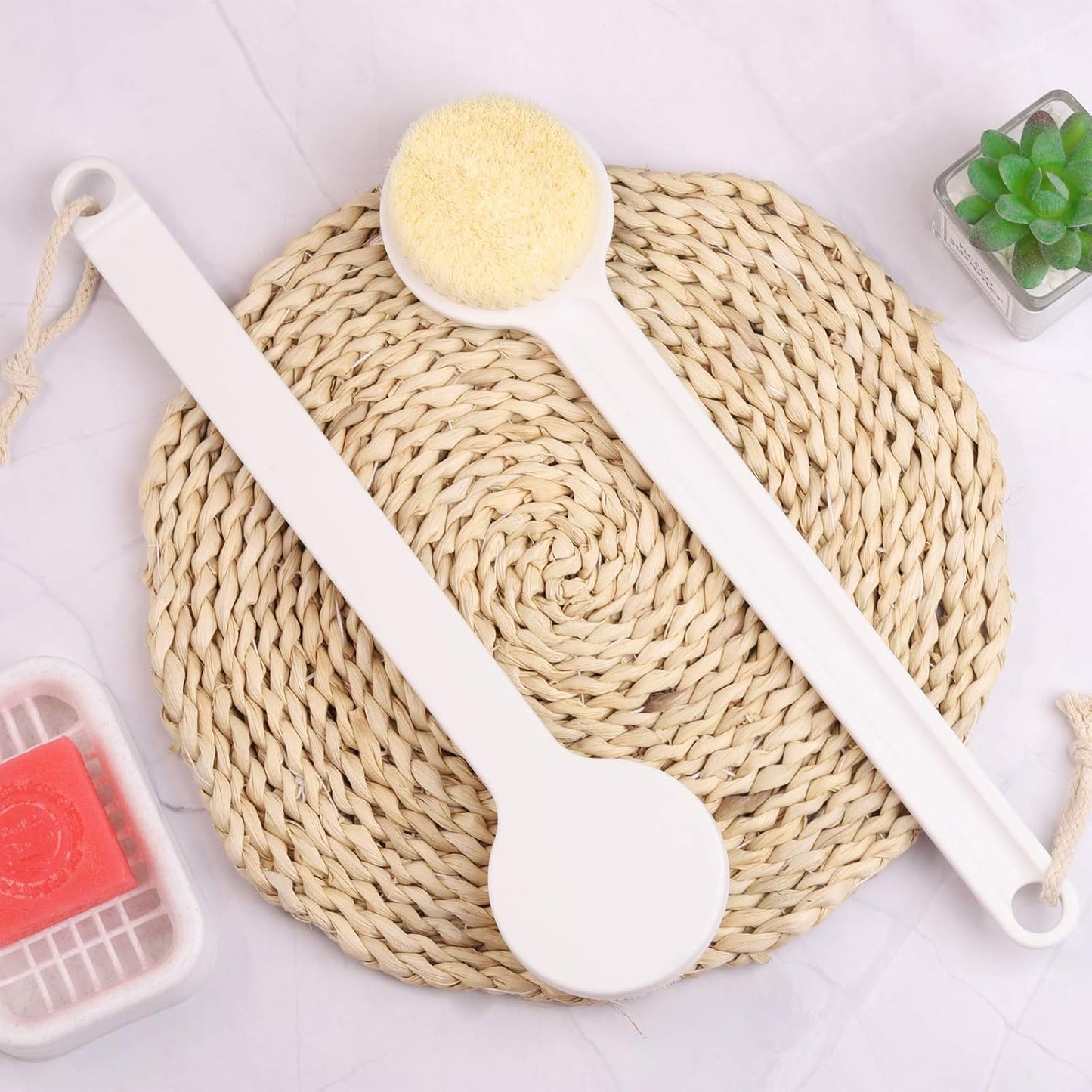 Back Scrubber for Shower 14in Shower Brush for Body with Comfy Bristles for Wet or Dry Brushing