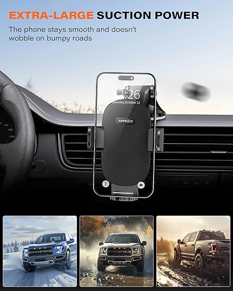 Car Phone Holder Mount Dashboard/Windshield Car Mobile Holder Rotatable 360 Car Mount with Suction Cup Compatible with iPhone 15/14/13 Series and All Android Phone