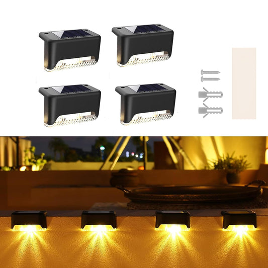 Waterproof LED Solar Powered Deck Stair Outdoor Light for Railing, Wall Garden,Pathway, Backyard, Patio, and Balcony Decoration (4)