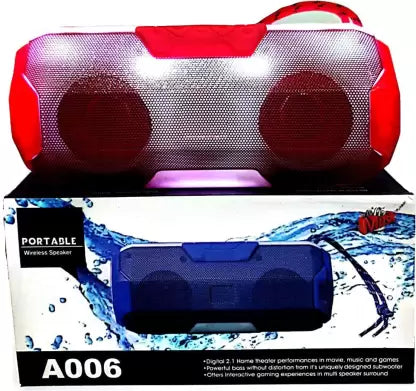 A006 Portable Wireless Party Bluetooth Speaker 10 W Bluetooth Speaker  (Red, Stereo Channel)