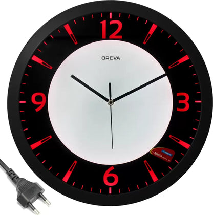 Analog 35.5 cm X 4 cm Wall Clock  (Red, Black, With Glass, Standard)