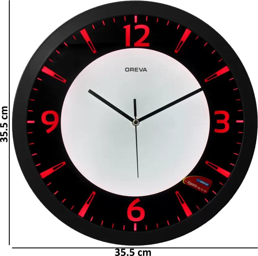 Analog 35.5 cm X 4 cm Wall Clock  (Red, Black, With Glass, Standard)