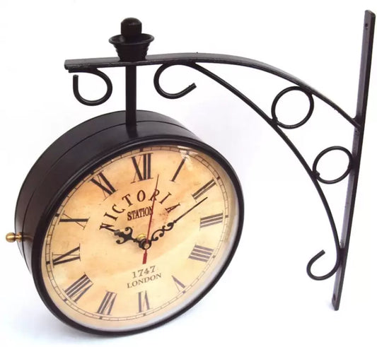 Analog 40 cm X 30 cm Wall Clock  (Black, With Glass)