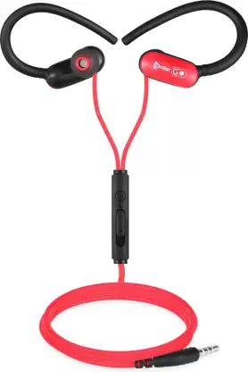 Stereo Earphone With Mic | Wired  (Red, In the Ear)