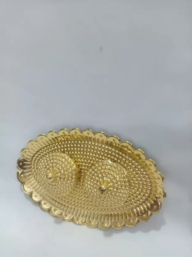 shri sainath enterprises KANKAVATHI OVAL MODAL 2BOX HALDI KUKAM Plastic  (1 Pieces, Gold)