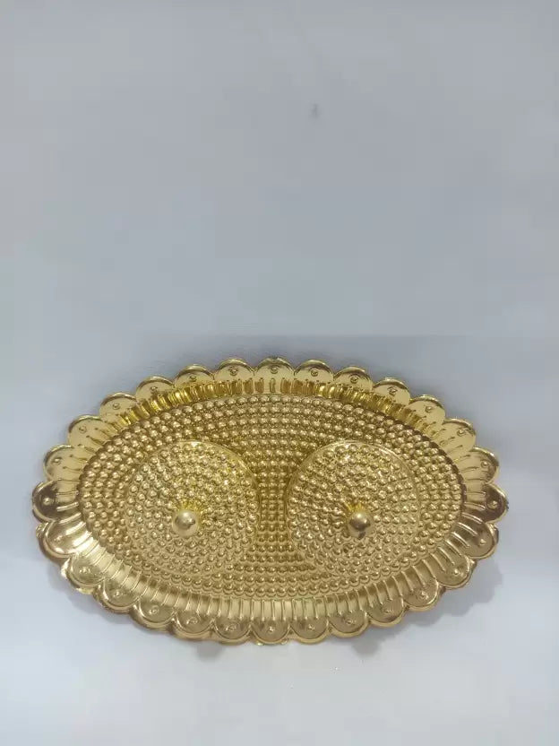 shri sainath enterprises KANKAVATHI OVAL MODAL 2BOX HALDI KUKAM Plastic  (1 Pieces, Gold)