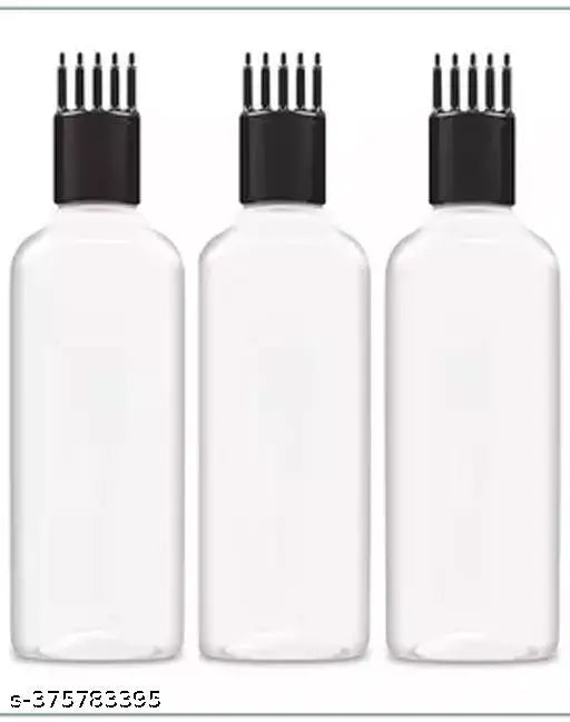 3 pcs. 100ml empty pet bottles. 3 hair comb applicator bottle for specially oil and liquid 3 bottles combo pack