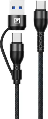 ONE 7 2-in-1 Cable 1 m ON CB-27  (Compatible with USB A or Type-C compatible, Black, Pack of: 2)