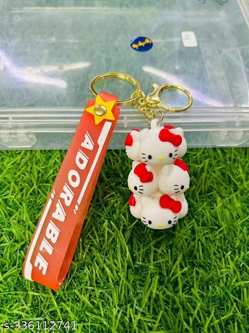 Adorable 3D PVC Silicone Rubber Keychain - Complete with Lanyard Hook and Metal Chain Holder fo? r Your Backpack Bags and Keyring Collection