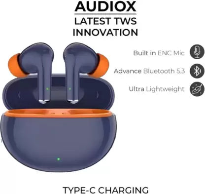 Wireless in Ear Earbuds Super Bass Quad Mic,Noise-Free Calls Bluetooth 40HRS Bluetooth Gaming  (Dark Blue, On the Ear)