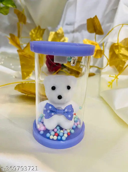 Cute Teddy in Glass with Multicolor Led light Gifts Showpiece for Anniversary, Couple, Vlentine Gifts