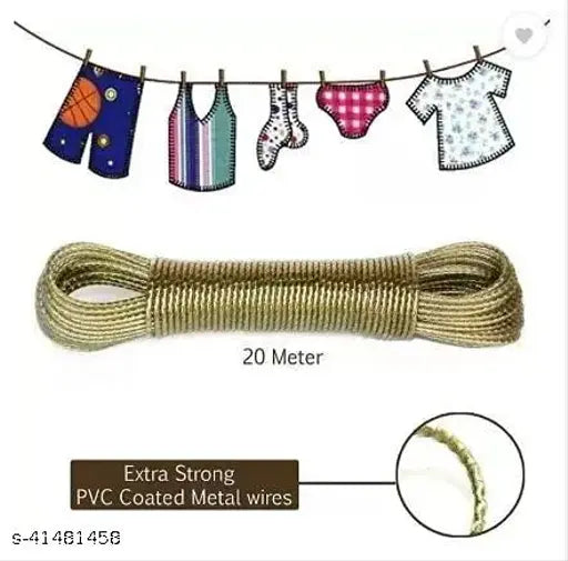 Steel Cloth Rope for Hanging Clothes Cloth Rope for Drying Clothes Cloth Rope Wire PVC Cloth Dying Rope for Hanging Rope with Hook