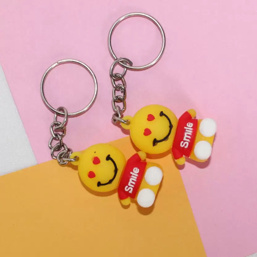 Smiley Face Keychains For Bags,Wallets, Luggage, Travel Accessories, car,Bike 2 Key Chain