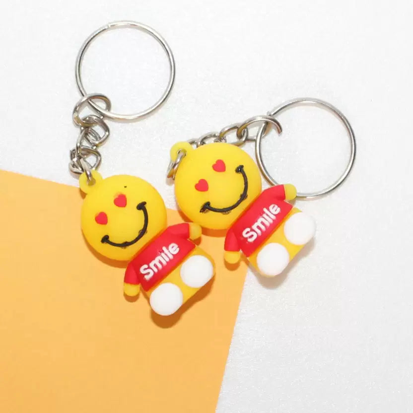 Smiley Face Keychains For Bags,Wallets, Luggage, Travel Accessories, car,Bike 2 Key Chain