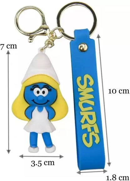 The Smurfs Smurfette 3D Keychain| Strap Charm & Hook |PVC Cartoon Model Toy Gift Key Chain