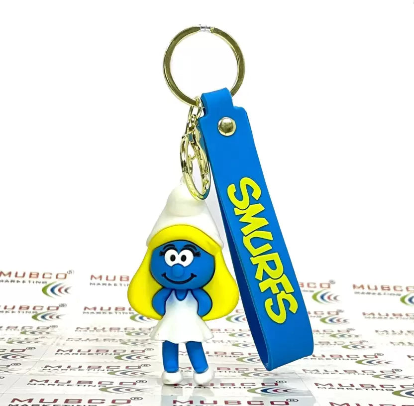 The Smurfs Smurfette 3D Keychain| Strap Charm & Hook |PVC Cartoon Model Toy Gift Key Chain